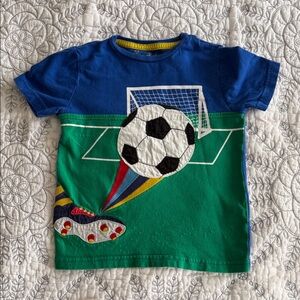 Mini Boden Blue and Green Soccer Goal Kids Tee